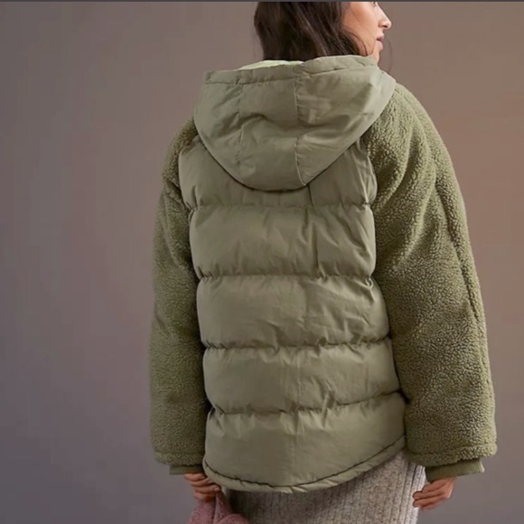 NWT Pilcro Anthropologie puffer teddy sherpa jacket coat - Picture 3 of 7